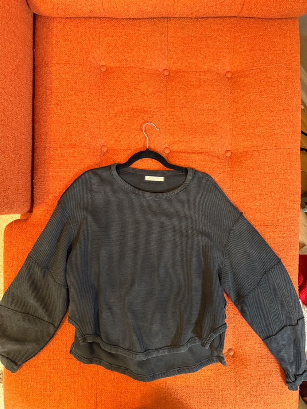 We The Free Black Ribbed Crewneck Top